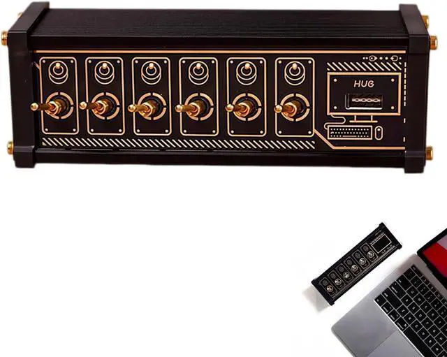 Main image of 6 Ports USB Switcher, Retro USB C Hub Docking Station with Independent Control Buttons, Plug and Play for Data Transmission, Supports Low Power Devices, Phones, Tablets