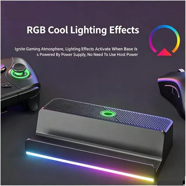 Alt view image 5 of 7 - Game Console Docking Station with RGB Light Strip, ABS Plastic Deck Dock, Silicone Non-Slip Base Compatible for Steam Deck Handheld Game Console(Colorbeltnetmouth)