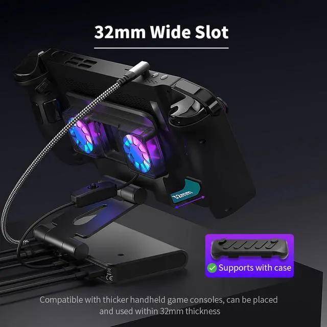 Alt view image 6 of 7 - Docking Station for ROG Ally X for Steam Deck, for MSI Claw, for Legion Go with Dual Fans 4K 144Hz HDMI 2.1 100W PD USB 3.2 Gigabit Ethernet Adjustable Stand (Without Lights)