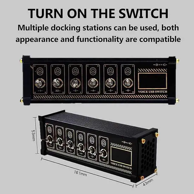 Alt view image 3 of 7 - 6-Ports Independent Switch USB Docking Station, USB Splitter with Button Switch, Data Transmission, Led Indicator for Pc Mod Setup, Home Desk