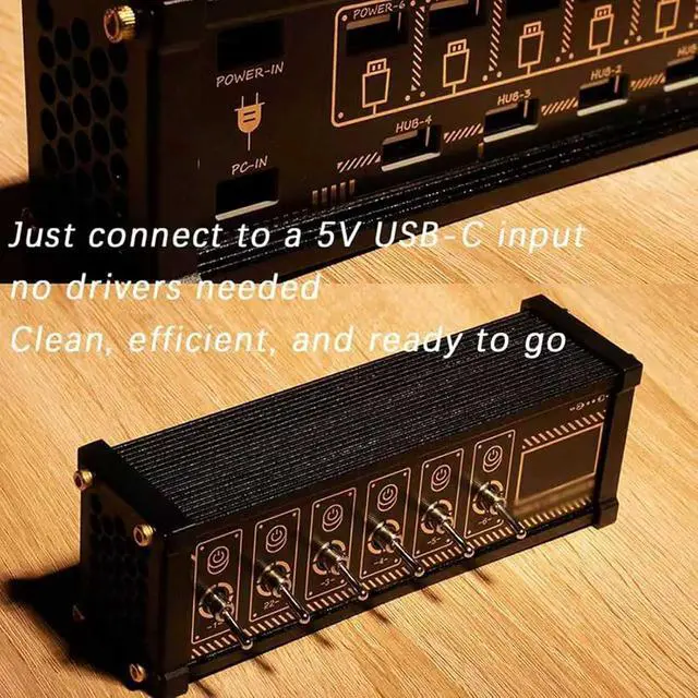 Alt view image 4 of 7 - 6-Ports Independent Switch USB Docking Station, USB Splitter with Button Switch, Data Transmission, Led Indicator for Pc Mod Setup, Home Desk