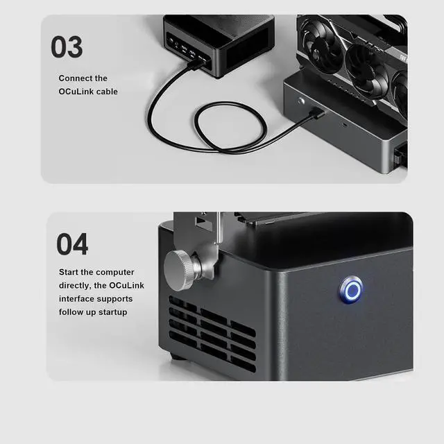 Alt view image 6 of 7 - Yoidesu EGPU Dock Station with 800W PSU PCIe 4.0 x 4 Lane with OCuLink USB4 TGX Hot Swap, Graphics Card Docking Station for Laptop Gaming and Workstation (US Plug)