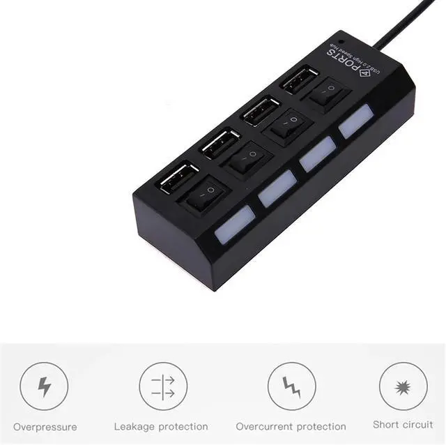 Alt view image 6 of 7 - 4/7 Ports USB 2.0 Hub Power Adapter Splitter Switch Docking Station LDE Light for PC Computer Laptop Notebook(7 Ports)