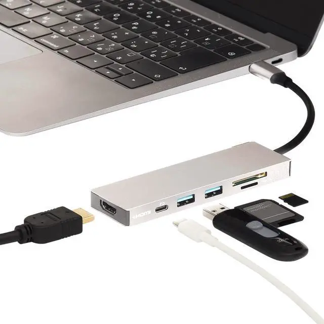 Alt view image 6 of 6 - Nakabayashi Z8790 Digio2 PD Compatible, USB Type-C Aluminum, Docking Station, 5.9 inches (15 cm), Silver