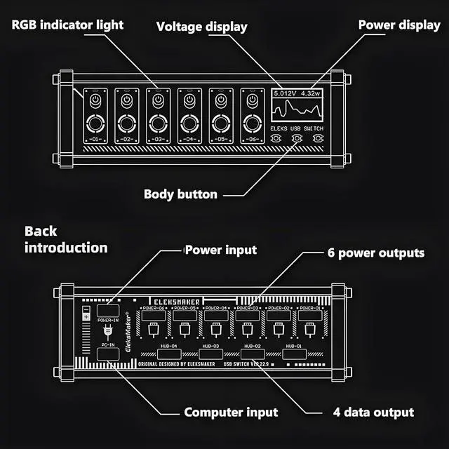 Alt view image 5 of 7 - 8 Port USB Expansion Dock, 8 Ports USB C Splitter, with 1.54 Inch IPS High Definition Color Screen,10 Levels Brightness Adjustment, Voice Control Function, for Phones, Tablets, and Gadgets