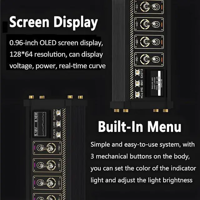 Alt view image 6 of 7 - 8 Port USB Expansion Dock, 8 Ports USB C Splitter, with 1.54 Inch IPS High Definition Color Screen,10 Levels Brightness Adjustment, Voice Control Function, for Phones, Tablets, and Gadgets