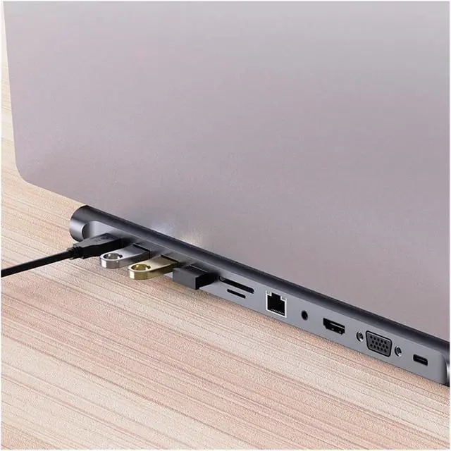 Alt view image 4 of 6 - 11 in 1 USB C Docking Station with 4K HDMI-Compatible VGA Ethernet Dock 100W PD SD/TF Type Hub 1 * 3.0 3*USB2