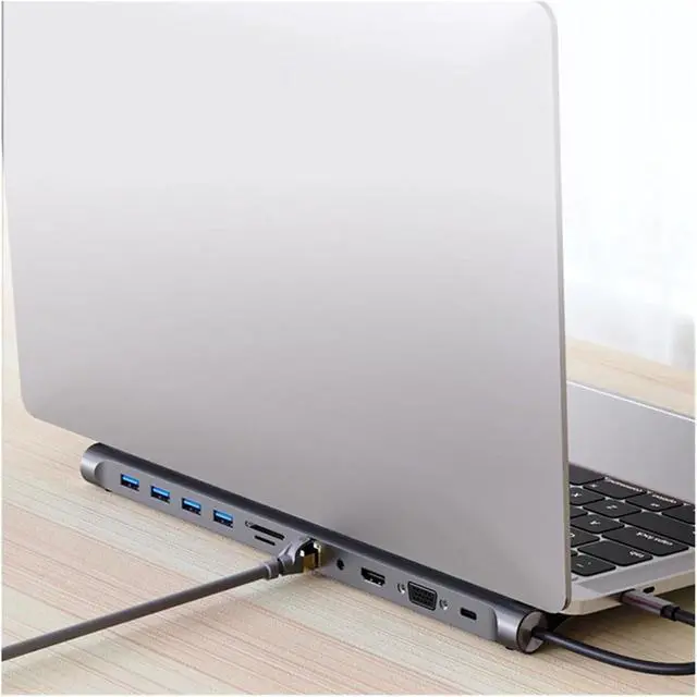 Alt view image 5 of 6 - 11 in 1 USB C Docking Station with 4K HDMI-Compatible VGA Ethernet Dock 100W PD SD/TF Type Hub 1 * 3.0 3*USB2