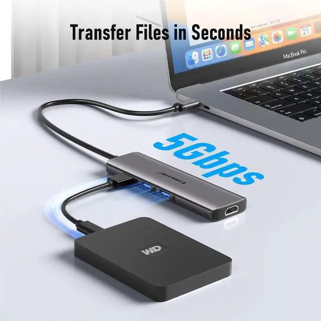 Alt view image 2 of 6 - TC73-PLUS USB hub 3.0 6-in-1ports Type C to 4K HDMI USB C Adapter Docking Station for Windows MacOS labtop Lenovo