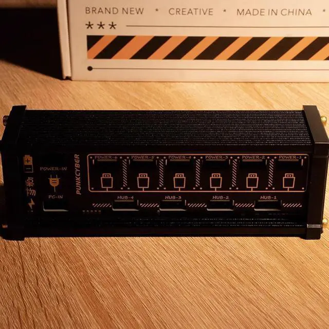 Alt view image 6 of 6 - 6 Ports USB C Switcher, Cyberpunk USB Docking Station, with Button Switch, Voice Control Function, Data Transmission, for Phones, Tablets, and Gadgets