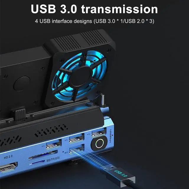 Alt view image 7 of 7 - Yaregelun 10-in-1 Type-C Game Docking Station for Steam DeckROG Ally/Switch M.2 PCie Nvme Hard Disk Box,USB C HUB 4K60HZ Dual Fan