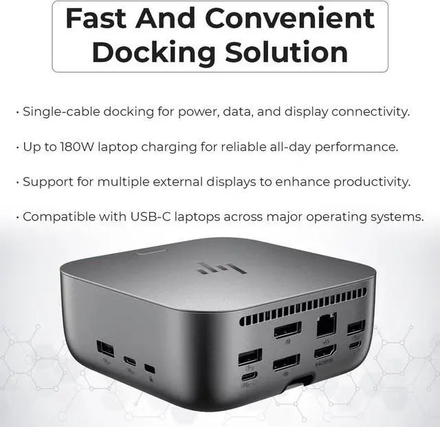 Alt view image 4 of 5 - Thunderbolt 4 Ultra 180W G6 Dock (9X481UT#ABA) Bundle with DisplayPort & HDMI Cables, USB C to C Cable, and Anyhdd Microfiber Cleaning Cloth