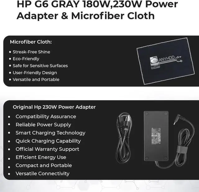 Alt view image 5 of 5 - Thunderbolt 4 Ultra 180W G6 Dock (9X481UT#ABA) Bundle with DisplayPort & HDMI Cables, USB C to C Cable, and Anyhdd Microfiber Cleaning Cloth
