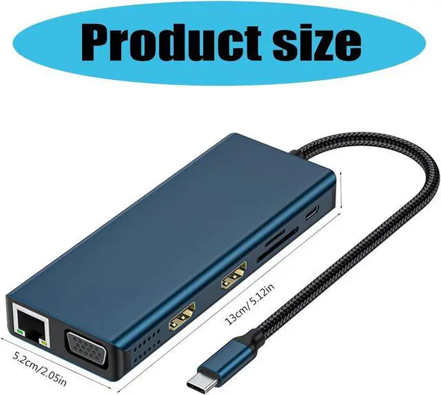 Alt view image 5 of 7 - USB C Docking Station Double Monitors 12 in 1 USB C Display Multiple Adapter with VGA Card Reader 4 USB3.0 Port Double Display