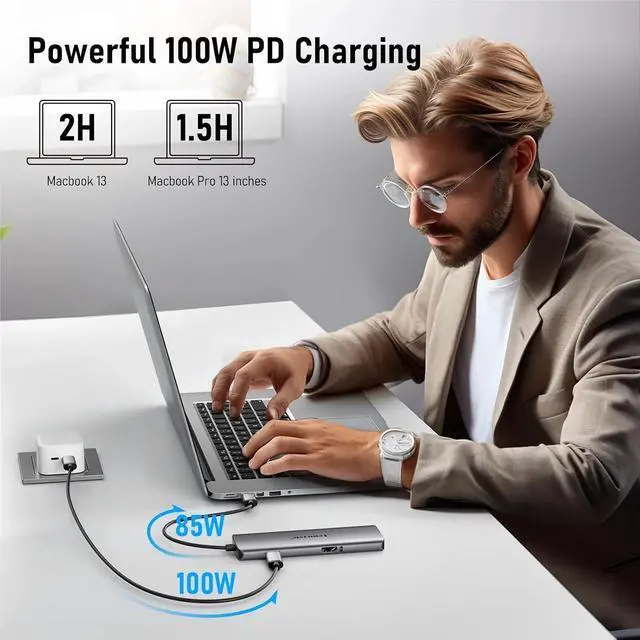 Alt view image 5 of 6 - TC73-PLUS USB hub 3.0 6-in-1ports Type C to 4K HDMI USB C Adapter Docking Station for Windows MacOS labtop Lenovo