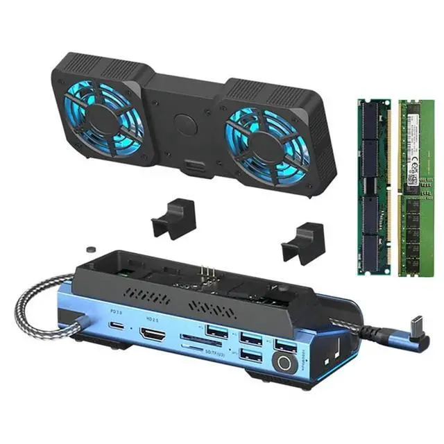 Alt view image 5 of 7 - Yaregelun 10-in-1 Type-C Game Docking Station for Steam DeckROG Ally/Switch M.2 PCie Nvme Hard Disk Box,USB C HUB 4K60HZ Dual Fan