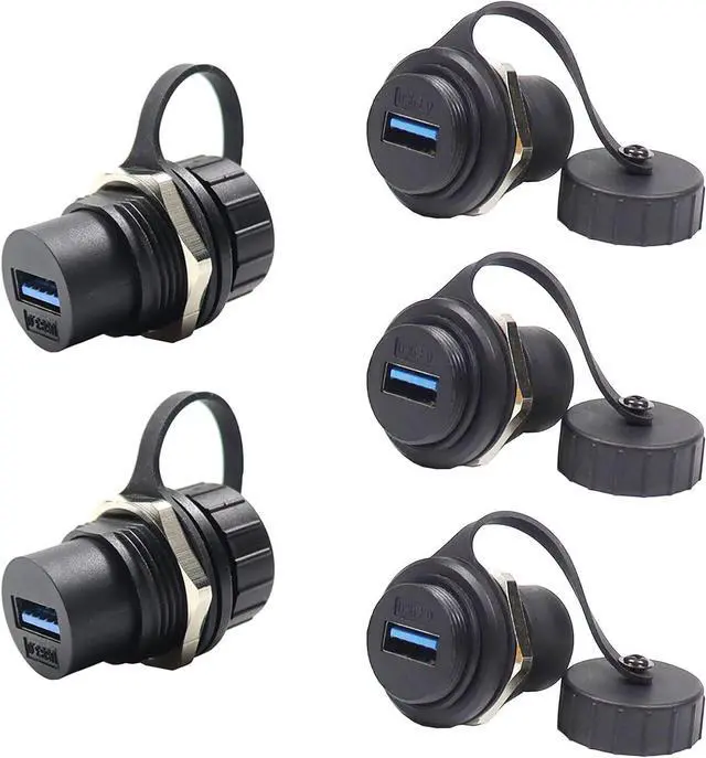 Main image of PENGLIN 5PCS USB3.0 Waterproof Connector,Industrial Panel Mount Bulkhead,Female to Female Feed Thru Data Transfer Coupler