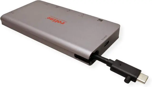 Alt view image 4 of 6 - ROLINE - USB Type C Docking Station, HDMI 4K, VGA, 2 USB 3.2 Gen 1, LAN, PD, Card Reader, Grey