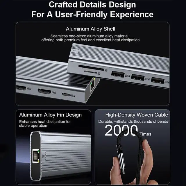 Alt view image 6 of 7 - Daguys HDMI 4K 60Hz Type-C 10 in 1 HUB Docking Station