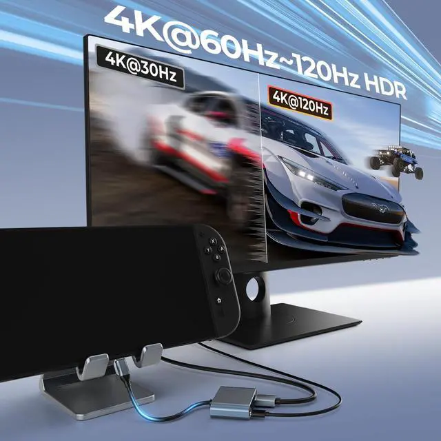 Alt view image 7 of 7 - Switch 2 Portable USB-C Dock (without Ethernet port), supports 4K@120Hz/PD 100W/USB ports, includes 20V/3A power adapter and HDMI cable, compatible with Switch/Steam Deck/ROG Xbox Ally X/Legion Go 1/2