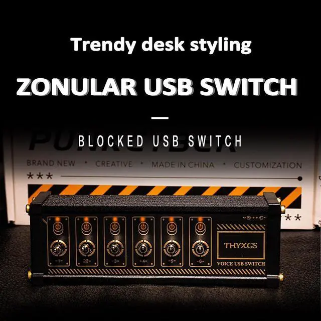 Alt view image 2 of 7 - 6 Port USB Switcher, Independent Control, USB Docking Station, Data Transmission, 9 USB Input Ports, Button Switch, Retro Gold Plating Table Setting, Share USB Devices, for Boyfriend Gift