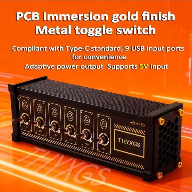 Alt view image 4 of 7 - 6 Port USB Switcher, Independent Control, USB Docking Station, Data Transmission, 9 USB Input Ports, Button Switch, Retro Gold Plating Table Setting, Share USB Devices, for Boyfriend Gift