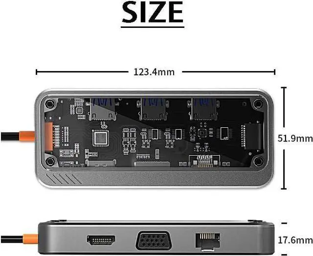 Alt view image 6 of 6 - 10-in-1 Docking Station - 100W USB-C PD, 4K HDMI, 1080p VGA, High-Speed USB 3.0