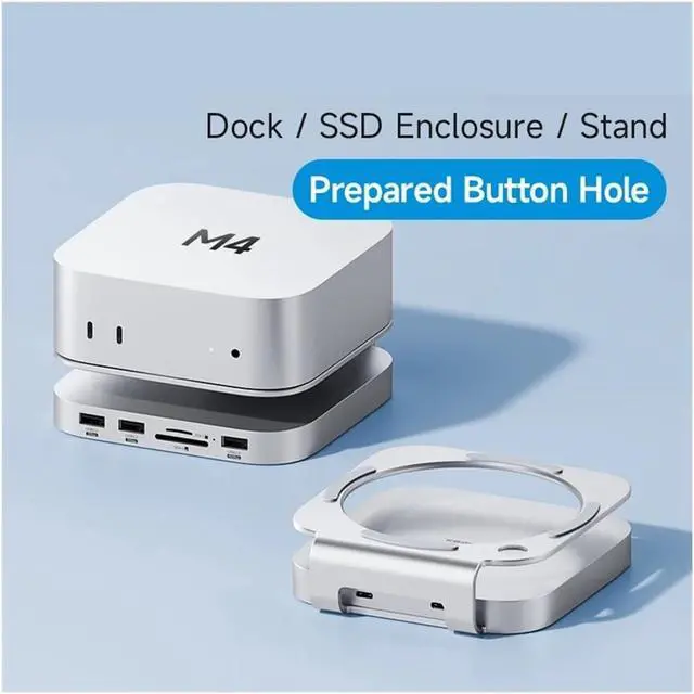 Alt view image 2 of 7 - USB C Hub with M.2 SSD Enclosure for Mac M4/M4 Pro Stand Type-C Docking Station Case USB3. Gen2 SD4.0 TF4(MC60)
