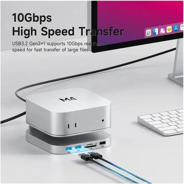 Alt view image 6 of 7 - USB C Hub with M.2 SSD Enclosure for Mac M4/M4 Pro Stand Type-C Docking Station Case USB3. Gen2 SD4.0 TF4(MC60)