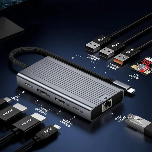 Alt view image 7 of 7 - Daguys HDMI 4K 60Hz Type-C 10 in 1 HUB Docking Station