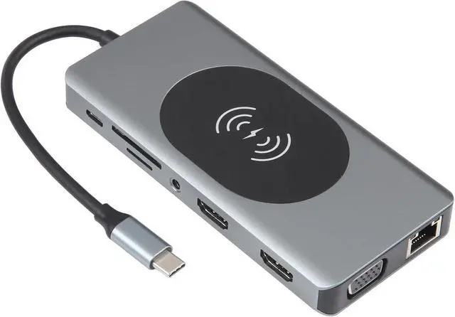 Alt view image 2 of 5 - Daguys 14 in 1 Type-C Docking Station with Wireless Charging(1000M Network Port)