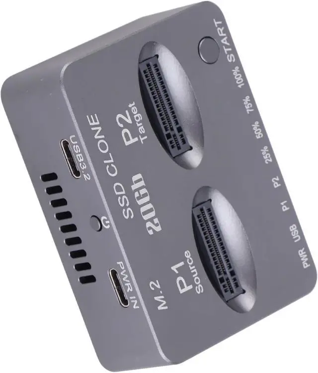 Alt view image 7 of 7 - ACAGALA M.2 NVMe Docking Station USB 3.2 Type C Gen2 X 20Gbps Dual Bay Offline Clone Docking Station
