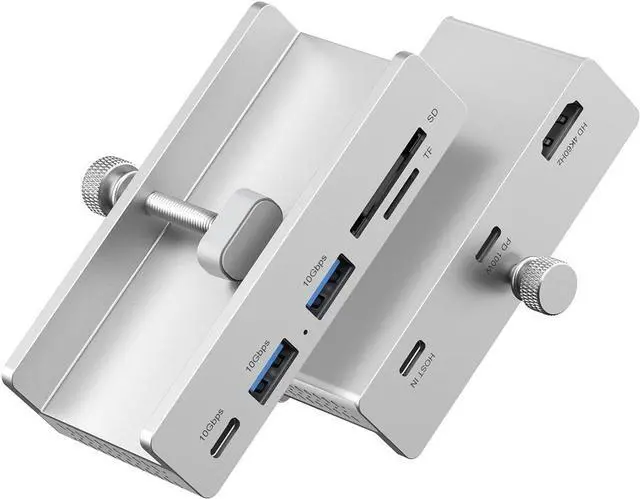 Alt view image 3 of 7 - Daguys HCL-1071 7-Port Type-C 3.2 Clamp Clamp Docking Station HUB with Type-C to Type-C Cable