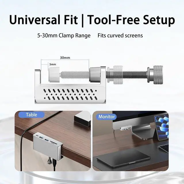 Alt view image 7 of 7 - Daguys HCL-1071 7-Port Type-C 3.2 Clamp Clamp Docking Station HUB with Type-C to Type-C Cable