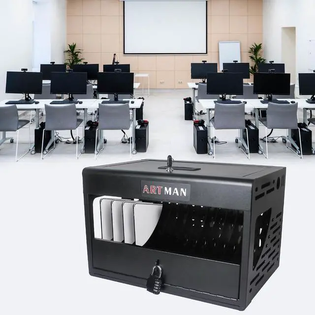 Alt view image 3 of 7 - 16 Bay Locking Charging Station for Laptop Chromebook in Black Color Perfect for Educational and Corporate Settings