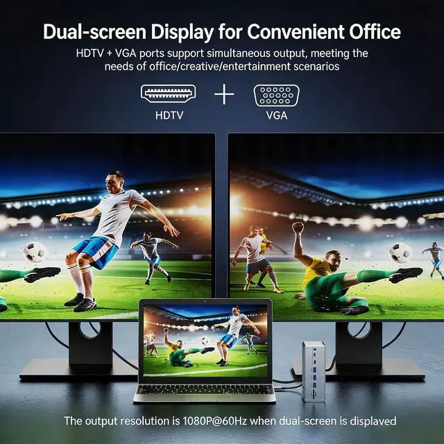 Alt view image 4 of 7 - Compact 13 in 1 USB C Dock with Display 100W PD Gigabit Ethernet 4 Ports for Laptops C Multiport Adapter