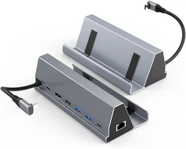 Alt view image 2 of 7 - for Steam Deck Dock Multifunctional Docking Station HDMI HD 4K60HZ 7-in-1 Gaming Docking Station PD Charging Port + HD HD /4K+USB3.0 * 3+RJ45 /1000M (BS-107-Grey)
