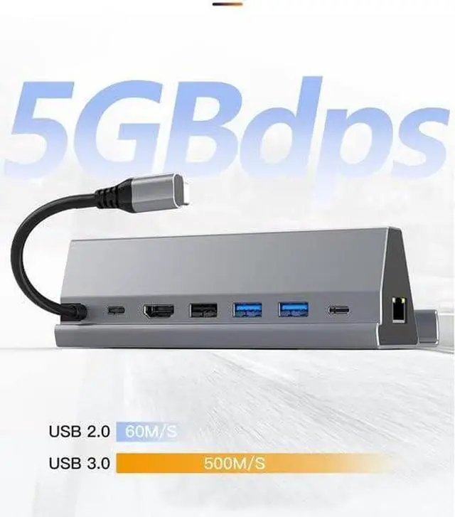 Alt view image 3 of 7 - for Steam Deck Dock Multifunctional Docking Station HDMI HD 4K60HZ 7-in-1 Gaming Docking Station PD Charging Port + HD HD /4K+USB3.0 * 3+RJ45 /1000M (BS-107-Grey)