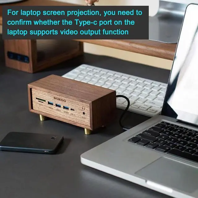 Alt view image 4 of 7 - Solid Wood USB3.0x4 Switch, Copper HUB Docking Station, Splitter Expansion Dock, 12-Port Expansion, Independent Control, Retro Creative Table Setting, Convenient Work