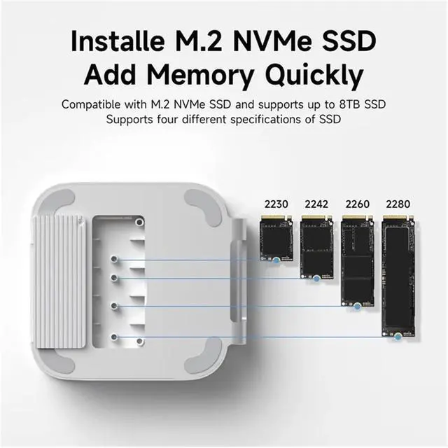 Alt view image 5 of 7 - USB C Hub with M.2 SSD Enclosure for Mac M4/M4 Pro Stand Type-C Docking Station Case USB3. Gen2 SD4.0 TF4(MC60)