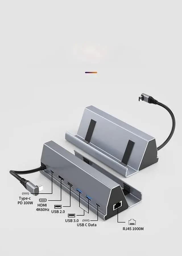 Alt view image 5 of 7 - for Steam Deck Dock Multifunctional Docking Station HDMI HD 4K60HZ 7-in-1 Gaming Docking Station PD Charging Port + HD HD /4K+USB3.0 * 3+RJ45 /1000M (BS-107-Grey)