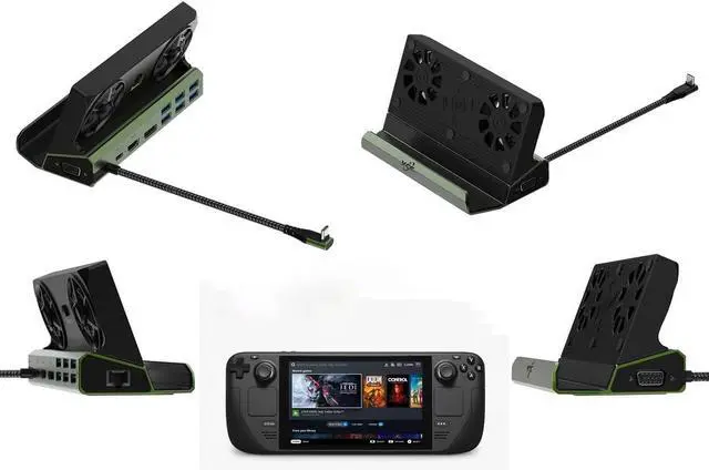 Alt view image 3 of 7 - for Steam Deck Console Docking Station Multifunctional Docking Station 10 in 1 Steam Deck Docking Station, Steam Deck Dual Fan Dock HDMI 2.0 (4K60Hz), Gigabit Ethernet, USB-C PD Port