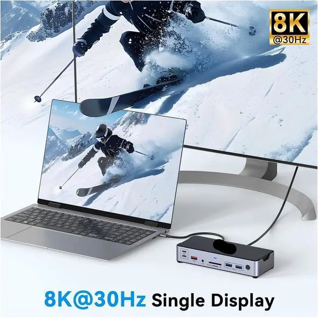 Alt view image 3 of 5 - 15 In 1 Docking Station Pro Air Thunderbolt Dual 8K HDMI DP USB3 0 RJ45 SD/TF PD100W USB Adapter(Type1-2HDMI 1DP)