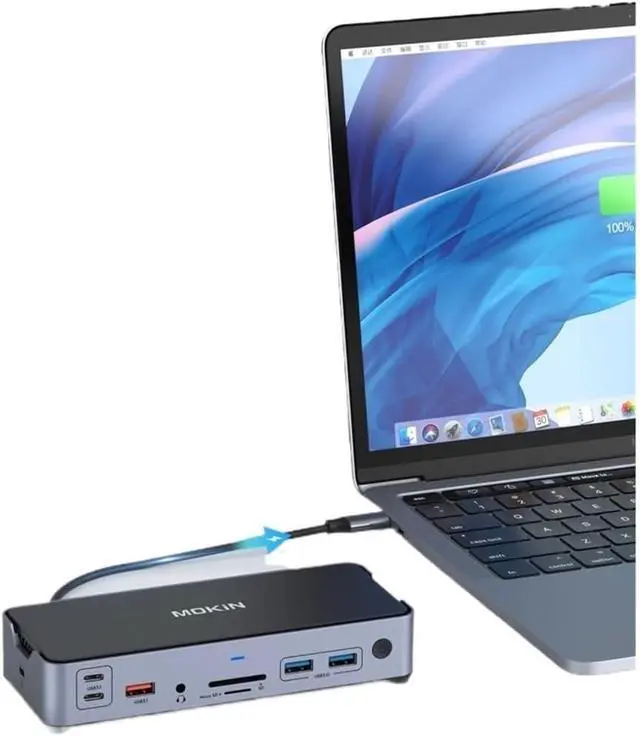 Alt view image 4 of 5 - 15 In 1 Docking Station Pro Air Thunderbolt Dual 8K HDMI DP USB3 0 RJ45 SD/TF PD100W USB Adapter(Type1-2HDMI 1DP)