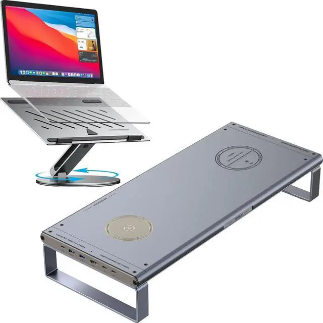 Main image of YICOSUN Monitor Stand 6-1 Hub and Laptop Stand for Desk