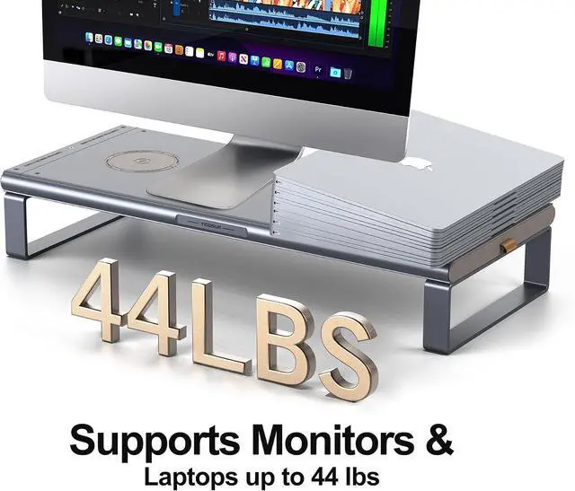 Alt view image 5 of 7 - YICOSUN Monitor Stand 6-1 Hub and Laptop Stand for Desk
