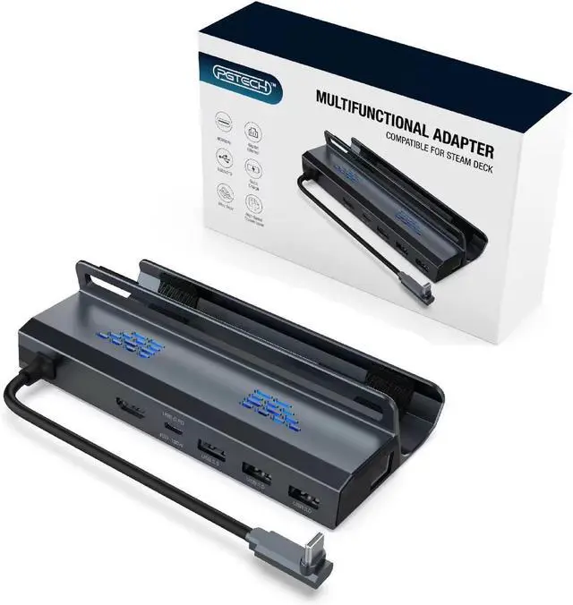 Main image of Console Docking Station,6-in-1 Dock Stand Base Hub for Steam Deck,Docking Station with 3 USB 3.0 Ports,1 000Mbps Ethernet Port,PD100W Fast Charging