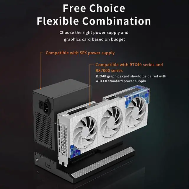 Alt view image 3 of 7 - Mingzhe External GPU Dock Compatible Graphics Expansion Dock Station Above Portable GPU Station (2)