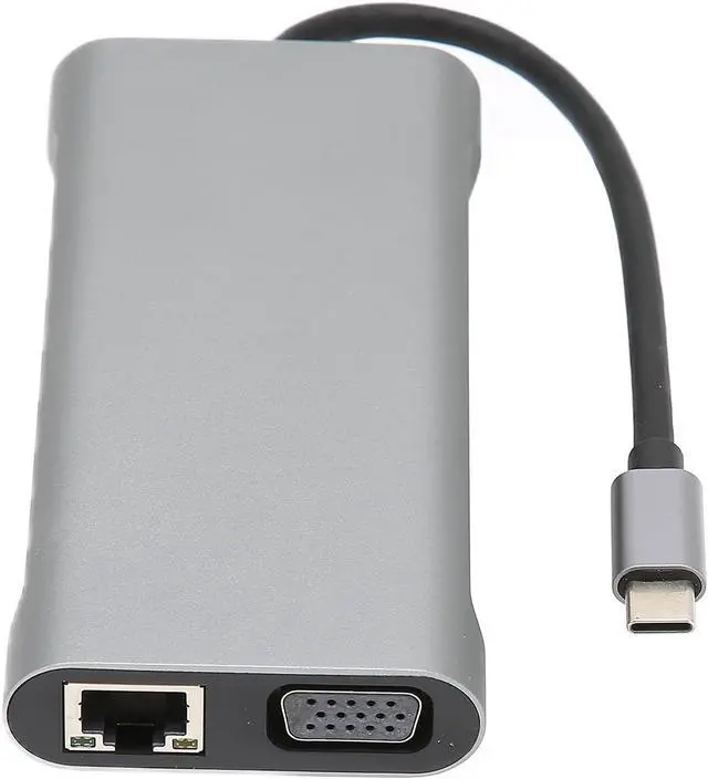 Alt view image 4 of 7 - 11 in 1 Multifunctional Expansion Dock, Type C Portable Docking Station, Made of Sturdy Aluminum Alloy, Supports 4K, 1080P VGA, PD 87W, 4 USB3.0 Ports, RJ45, Audio,