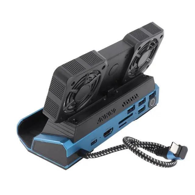 Alt view image 4 of 7 - 9 in 1 RGB Docking Station for with Dual Cooling Fan for Immersive Gaming Experience and High Speed Data Transfer